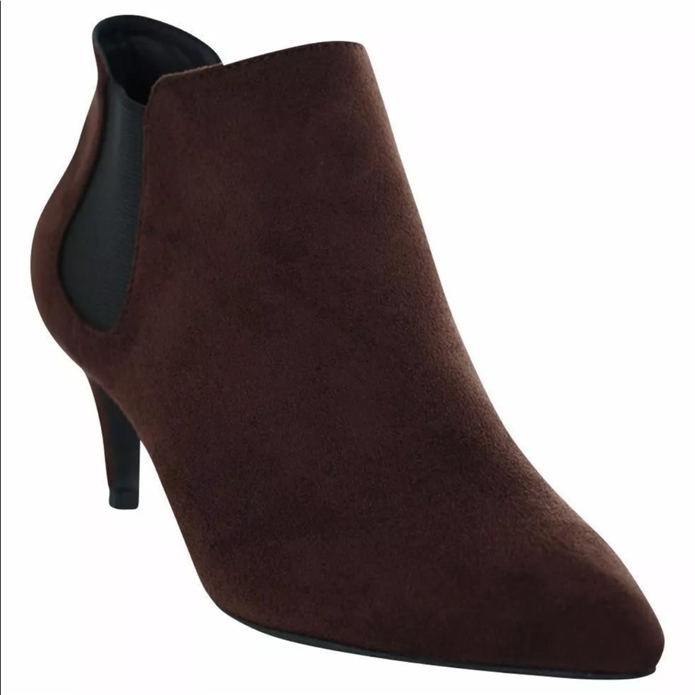 Classic Women's Suede Ankle Bootie in Dark Brown